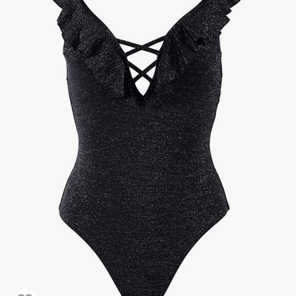 Slimming sparkle deep V one piece NWT